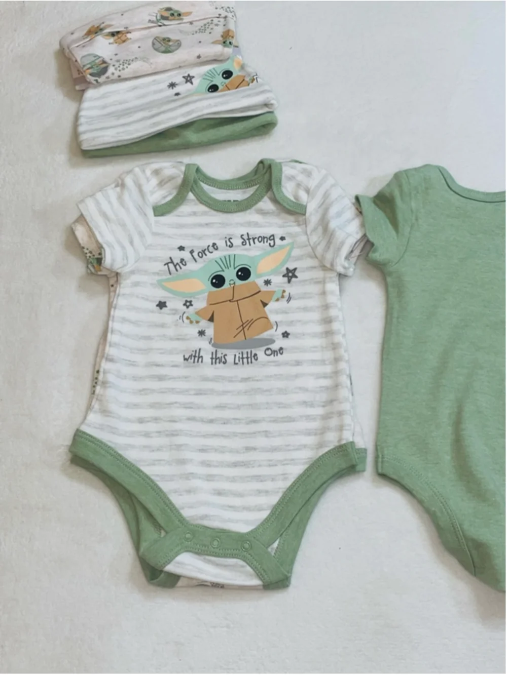 Baby Star Wars Bodysuits 3-6 Months Green White Grogu 3-Pack